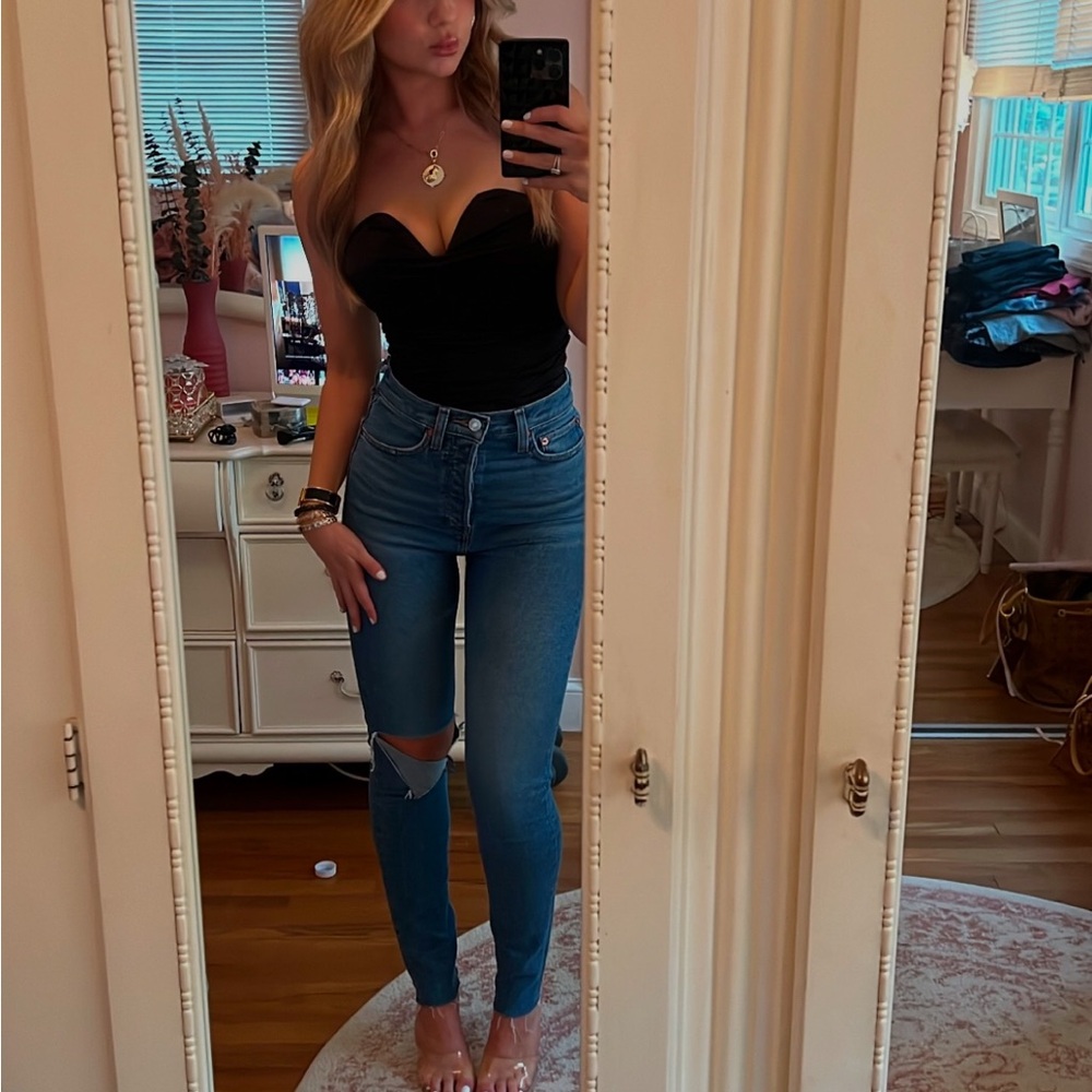 ReDone Blue Ripped button up Jeans